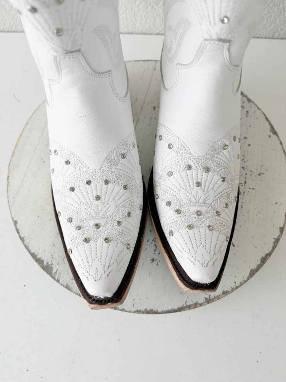 Lane Boots Calypso White Snip Toe Tall Cowboy Boots Western Cowgirl Size 8.5 - Picture 8 of 12